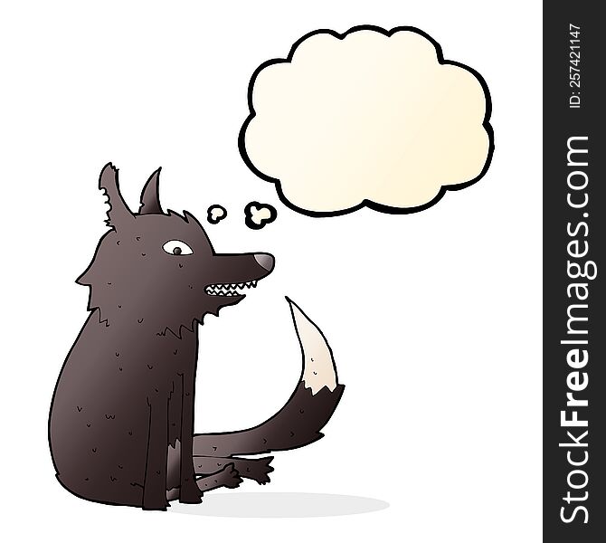 Cartoon Wolf Sitting With Thought Bubble