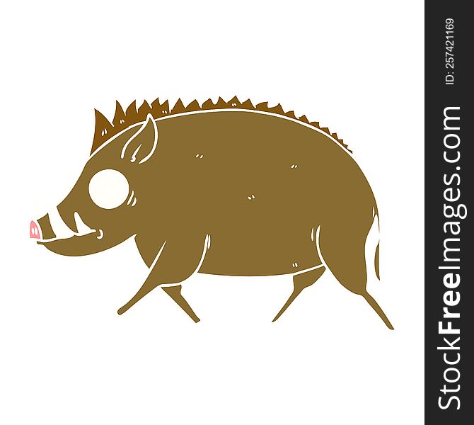 Flat Color Style Cartoon Wild Boar