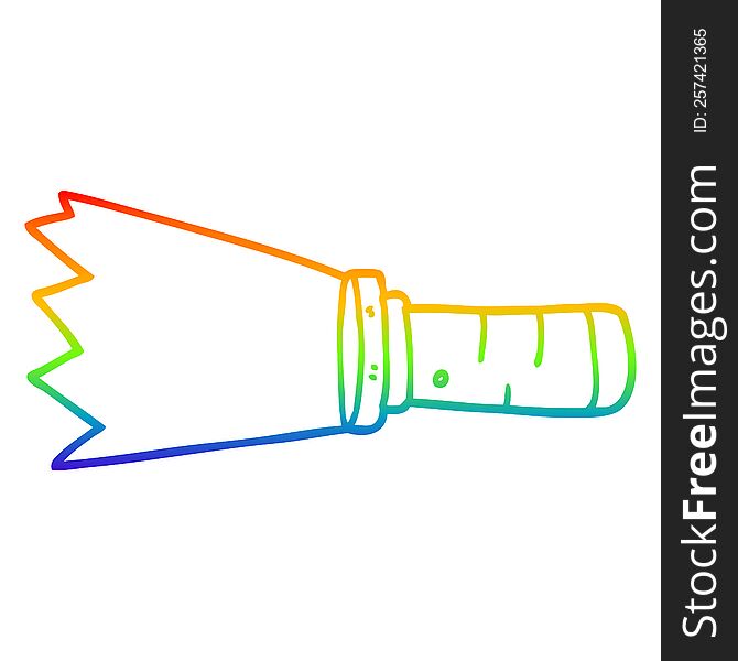 rainbow gradient line drawing of a cartoon lit torch