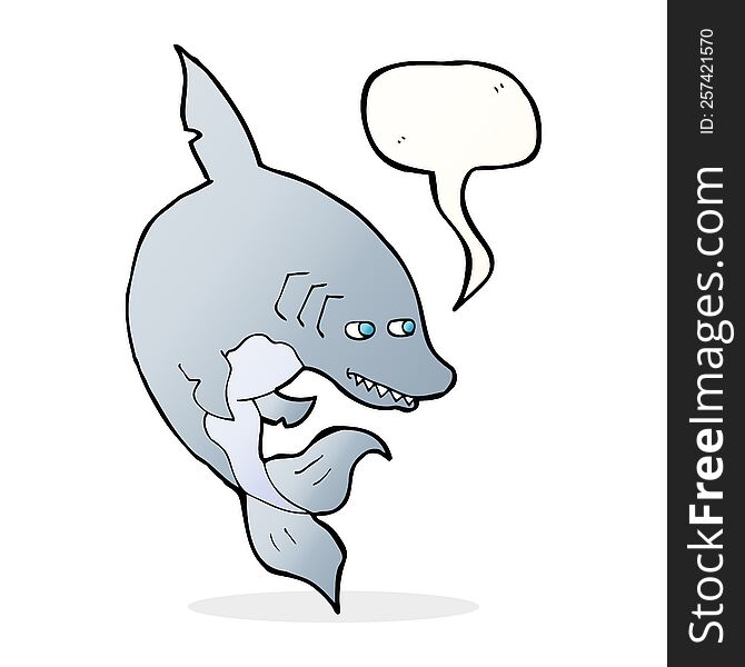 Funny Cartoon Shark With Speech Bubble