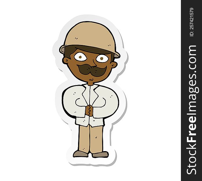 sticker of a cartoon man in safari hat