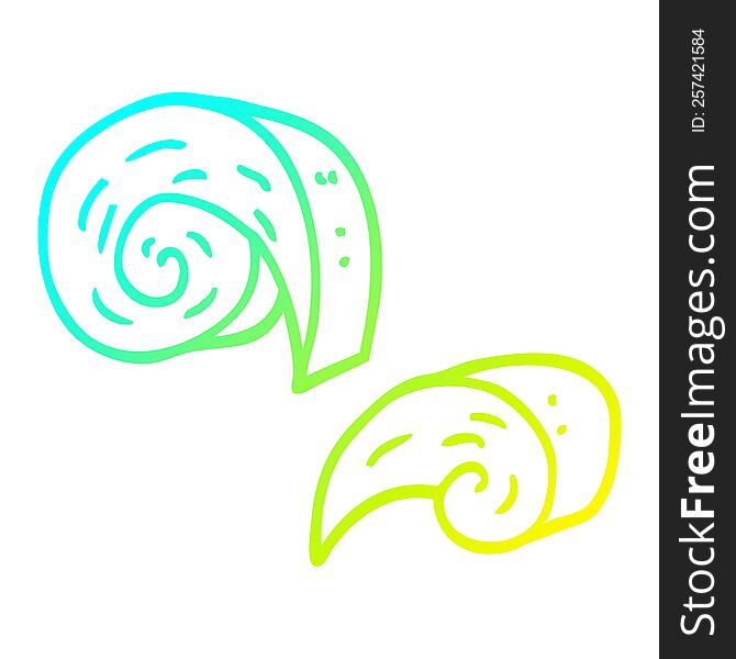 cold gradient line drawing of a cartoon swirl decorative elements