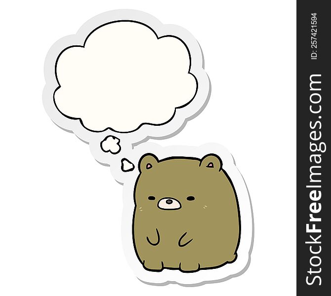 Cartoon Sad Bear And Thought Bubble As A Printed Sticker