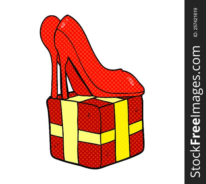 freehand drawn cartoon high heel shoes gift