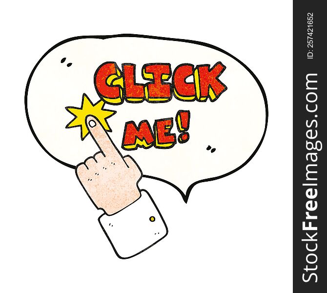 click me speech bubble textured cartoon sign