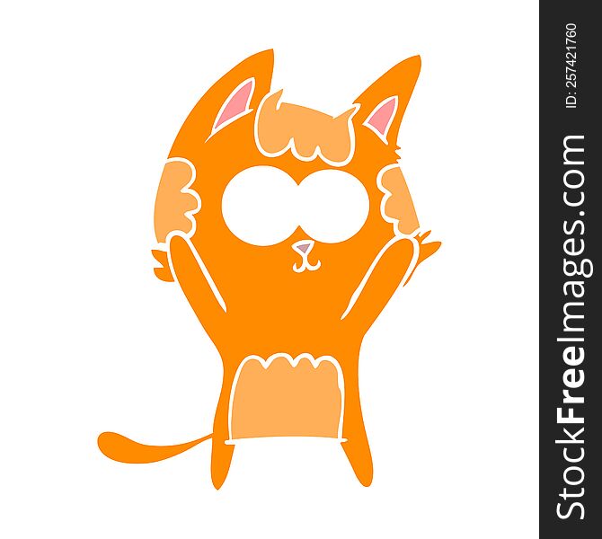 Happy Flat Color Style Cartoon Cat