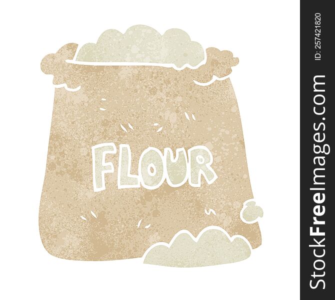 freehand retro cartoon bag of flour
