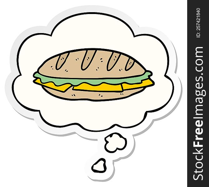 cartoon cheese sandwich with thought bubble as a printed sticker