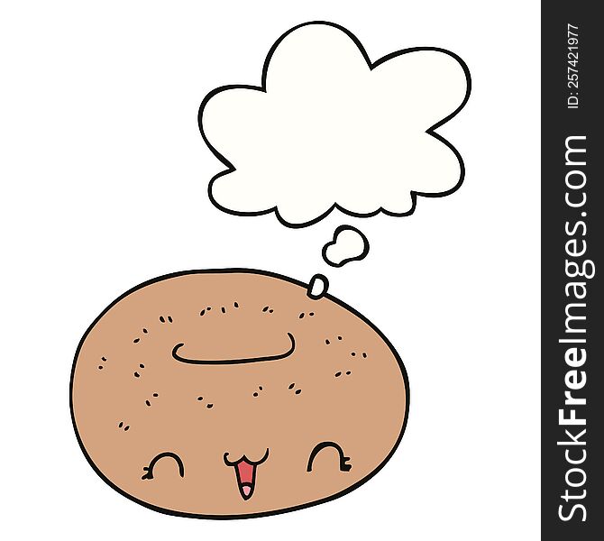 Cute Cartoon Donut And Thought Bubble