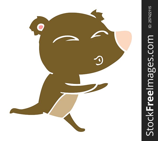 Flat Color Style Cartoon Running Bear