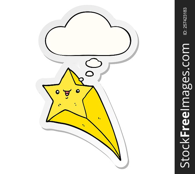 Cartoon Shooting Star And Thought Bubble As A Printed Sticker