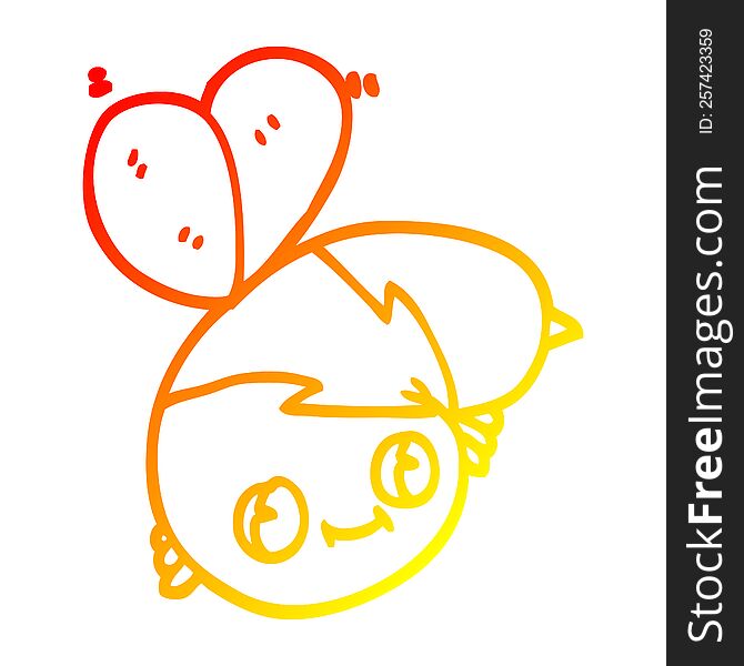 Warm Gradient Line Drawing Cute Cartoon Bee