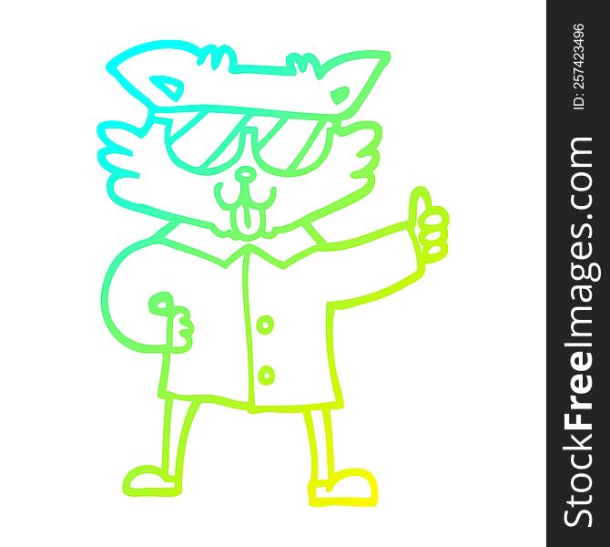 Cold Gradient Line Drawing Cartoon Cool Cat