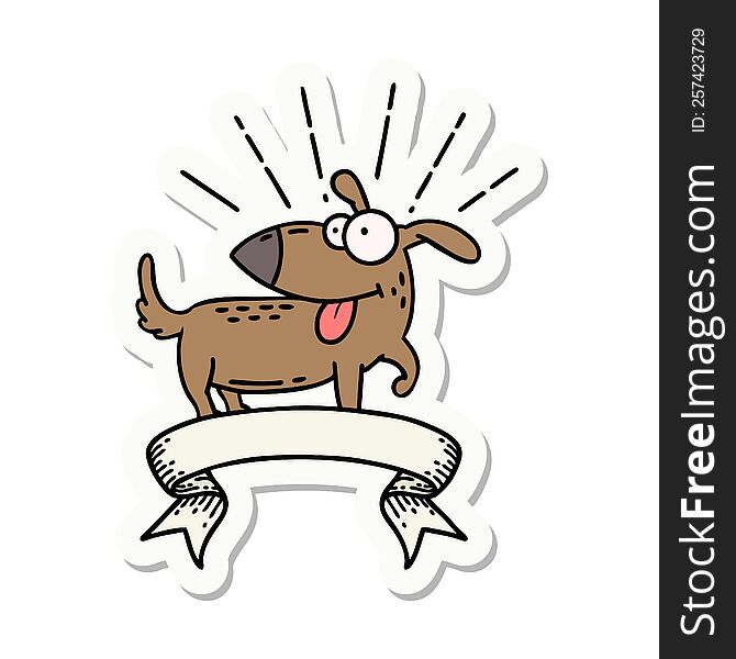Sticker Of Tattoo Style Happy Dog