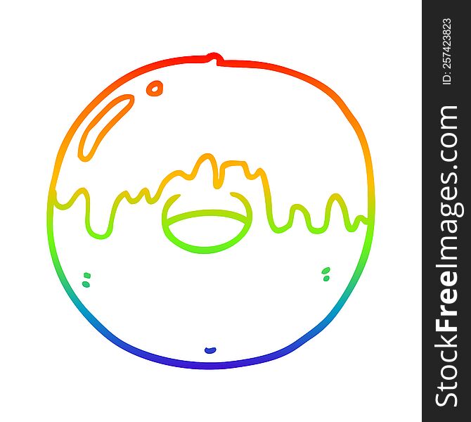 Rainbow Gradient Line Drawing Cartoon Donut