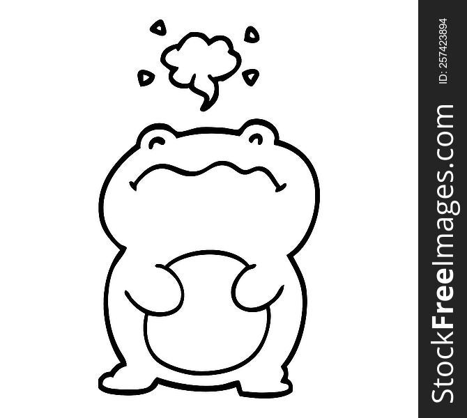 Funny Line Drawing Cartoon Frog