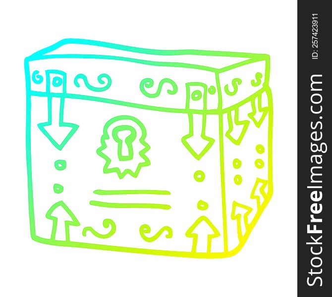 cold gradient line drawing of a cartoon magical chest