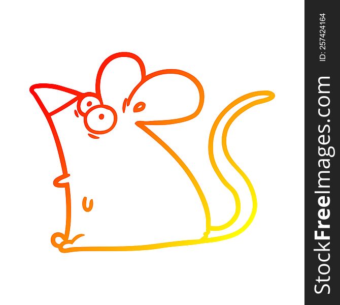 warm gradient line drawing of a cartoon frightened mouse
