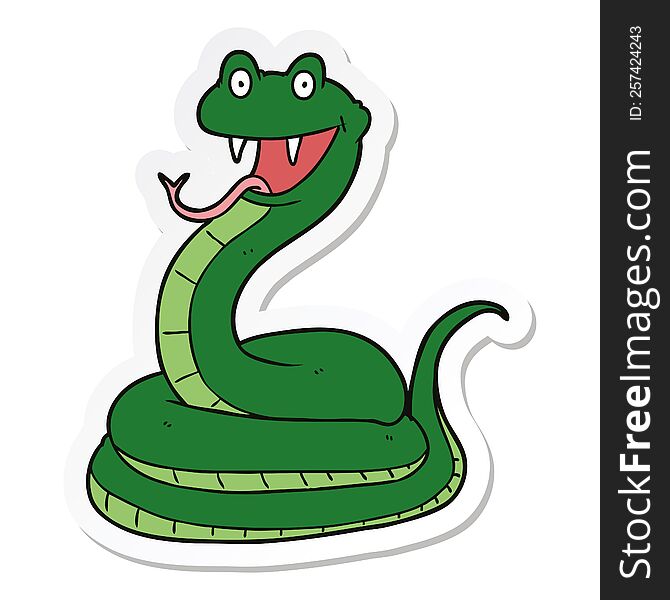 Sticker Of A Cartoon Happy Snake