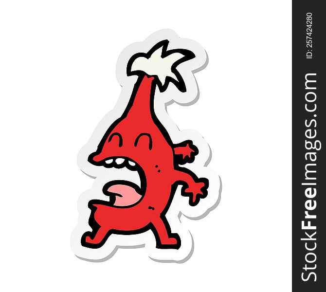 sticker of a cartoon funny christmas creature