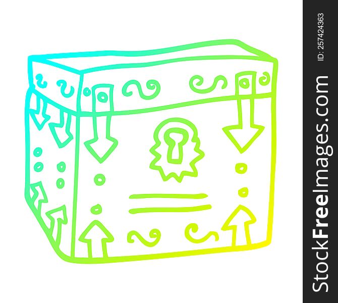 cold gradient line drawing cartoon treasure chest