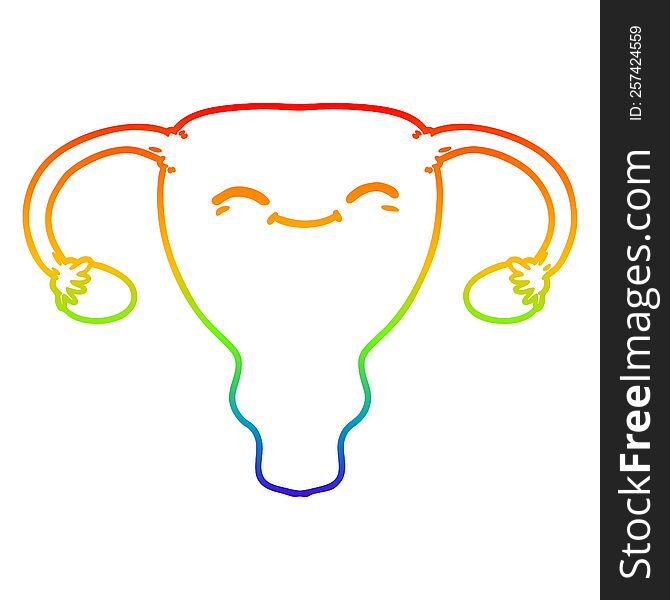 Rainbow Gradient Line Drawing Cartoon Uterus
