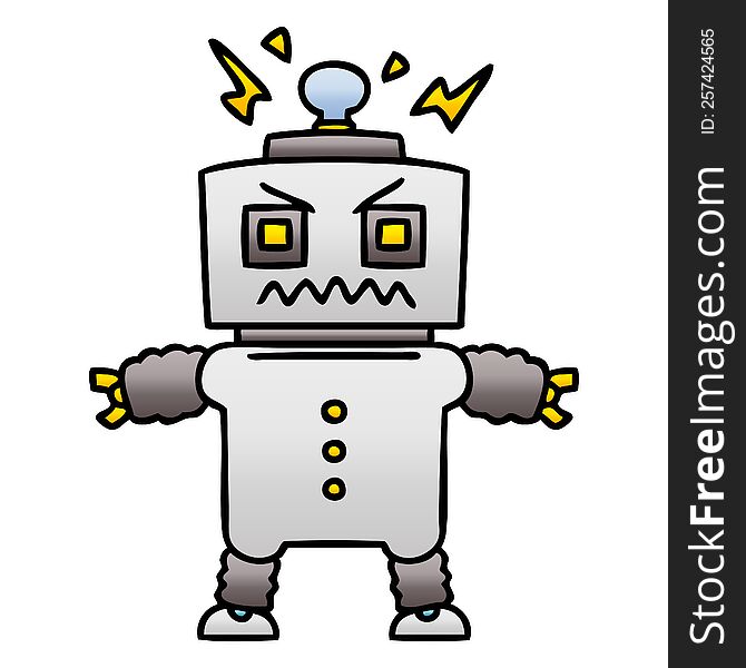 Quirky Gradient Shaded Cartoon Robot