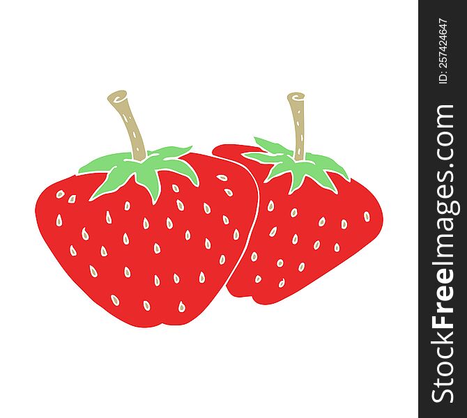 Flat Color Illustration Of A Cartoon Strawberries