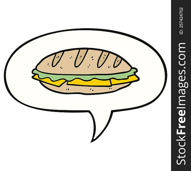 Cartoon Chesse Sandwich And Speech Bubble