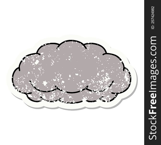 traditional distressed sticker tattoo of a cloud a grey cloud