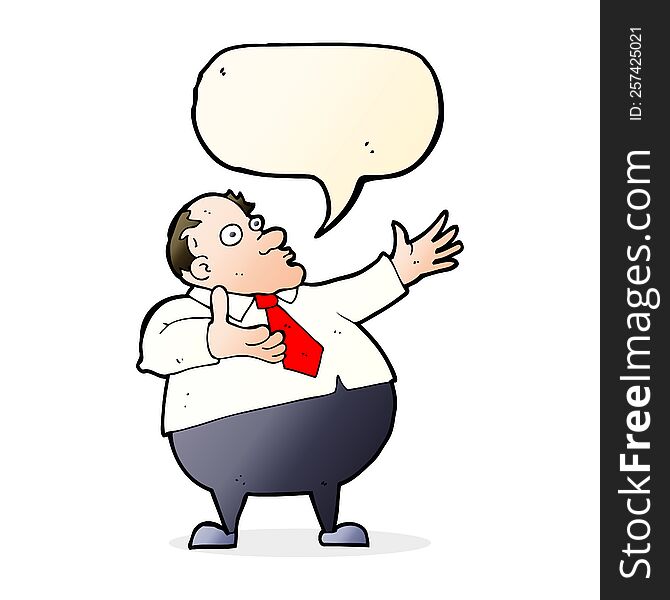 cartoon exasperated middle aged man with speech bubble