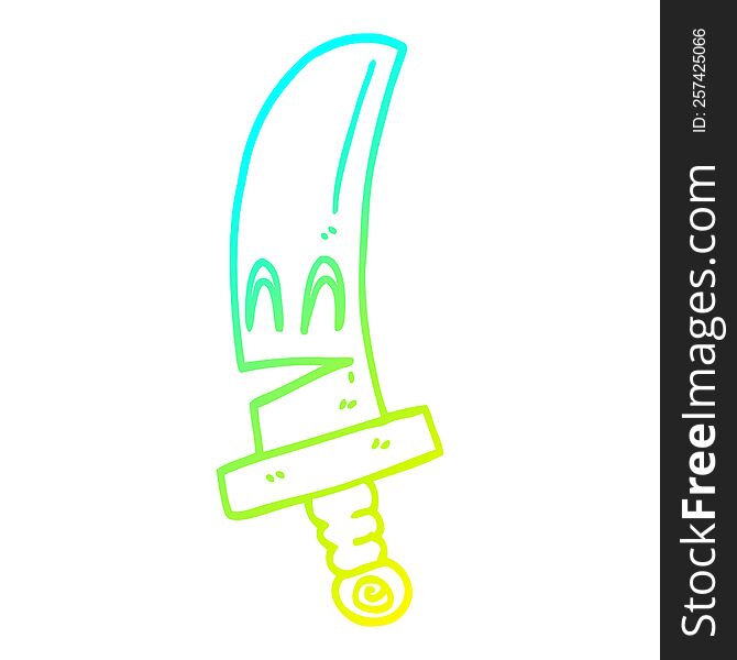 cold gradient line drawing cartoon happy magical sword