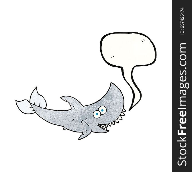 freehand speech bubble textured cartoon shark