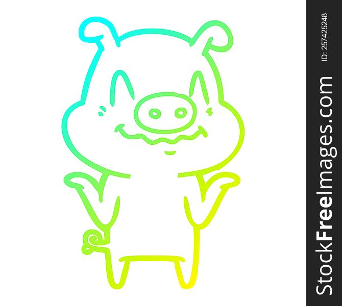 Cold Gradient Line Drawing Nervous Cartoon Pig