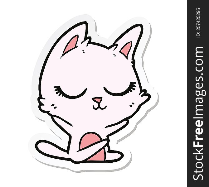 sticker of a calm cartoon cat