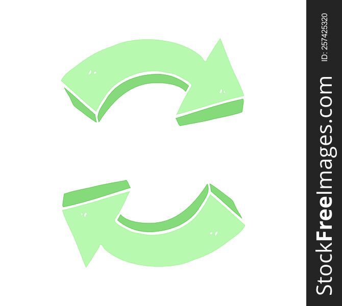 Flat Color Illustration Of A Cartoon Recycling Arrows