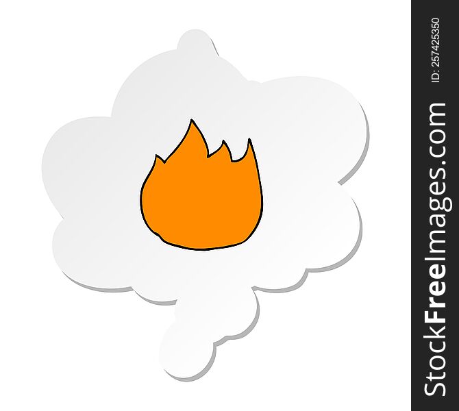 Cartoon Fire And Thought Bubble As A Printed Sticker