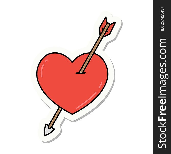 Tattoo Style Sticker Of An Arrow And Heart