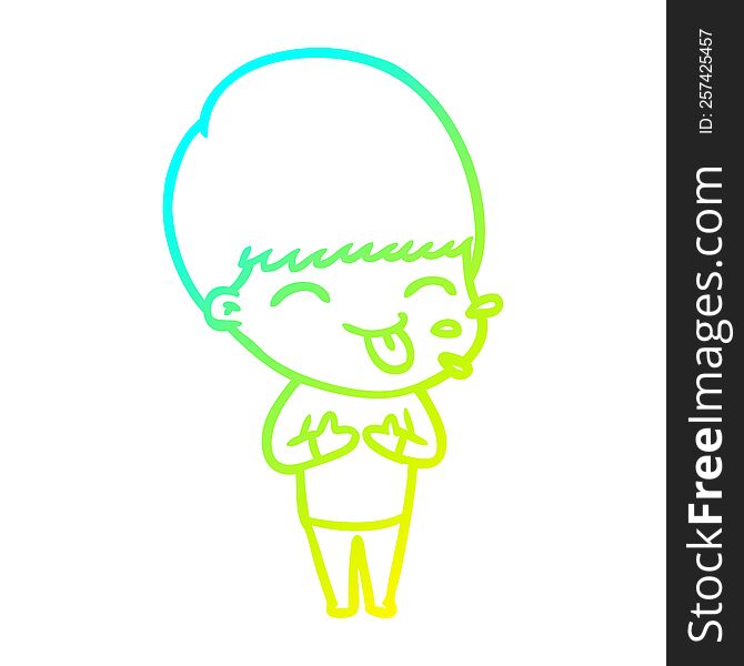 cold gradient line drawing of a funny cartoon boy