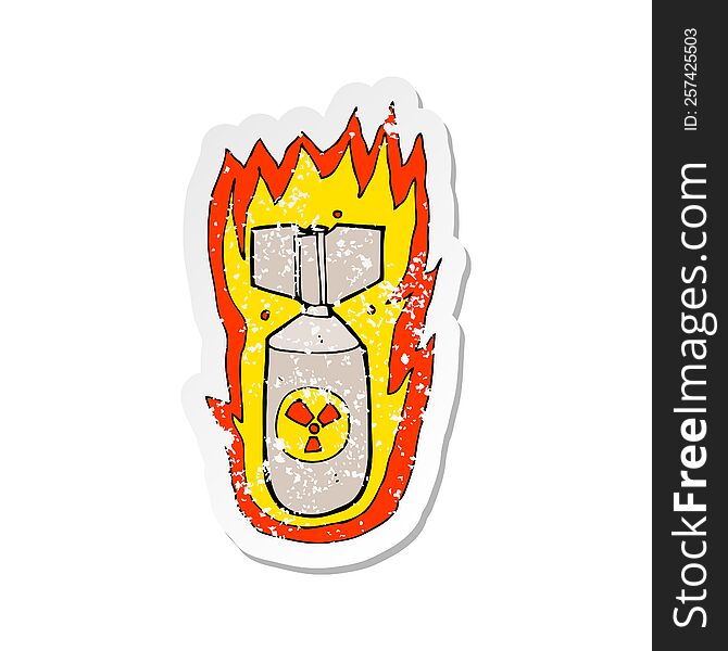 retro distressed sticker of a cartoon flaming bomb