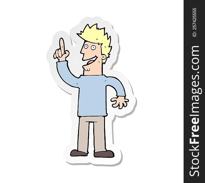 Sticker Of A Cartoon Man With Great New Idea