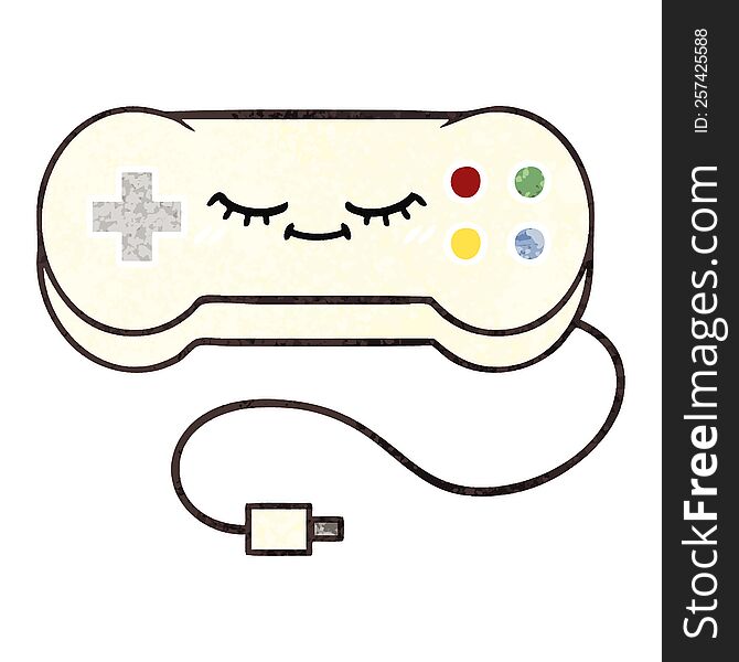 Retro Illustration Style Cartoon Game Controller