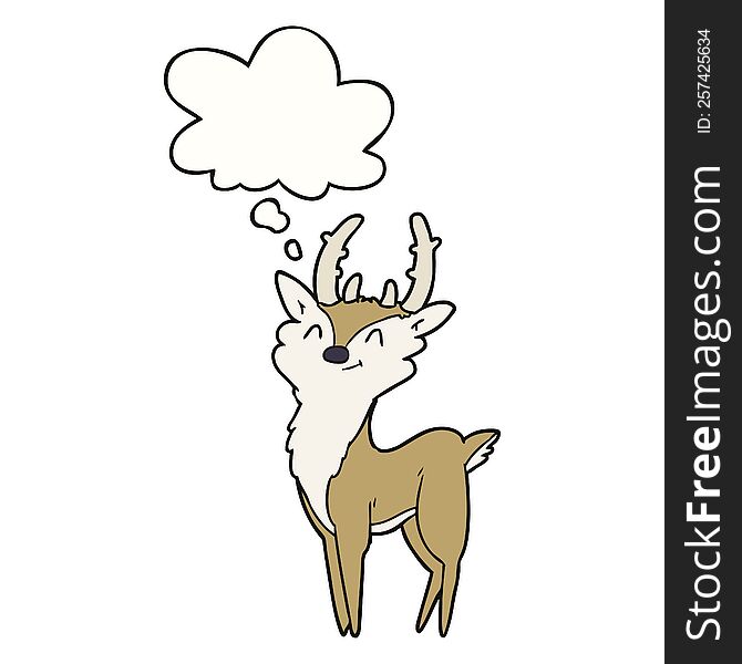 cartoon happy stag with thought bubble. cartoon happy stag with thought bubble