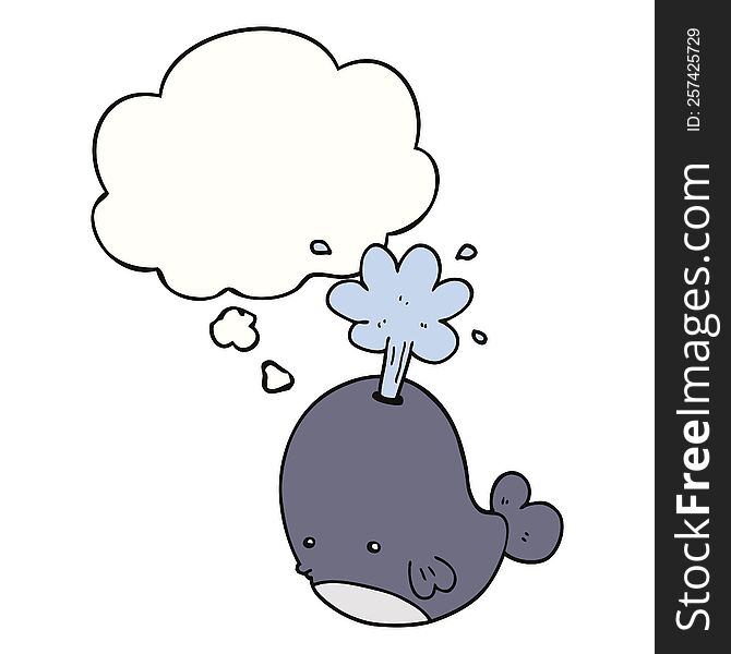 Cartoon Spouting Whale And Thought Bubble
