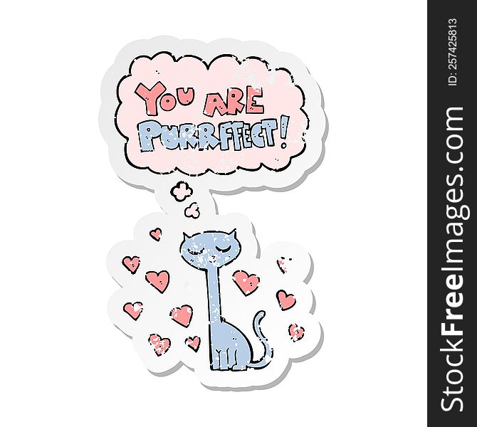 retro distressed sticker of a cartoon valentine card design