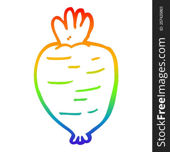 rainbow gradient line drawing of a cartoon root vegetable