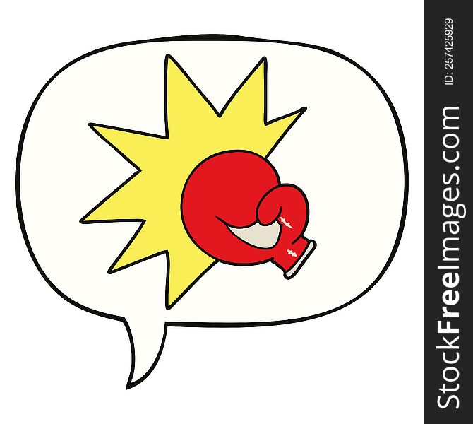 boxing glove cartoon with speech bubble. boxing glove cartoon with speech bubble