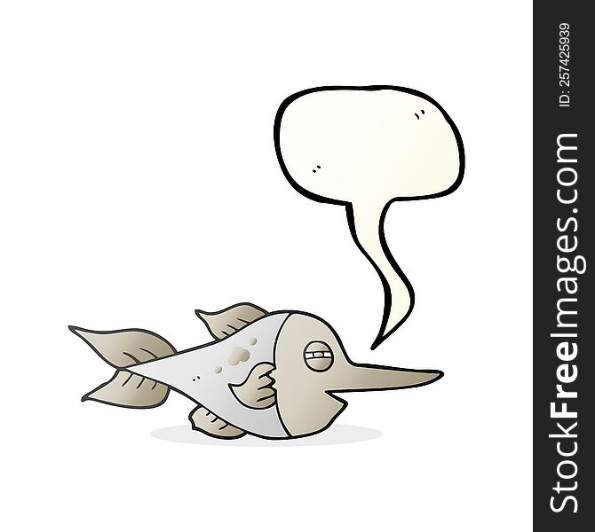 freehand drawn speech bubble cartoon swordfish