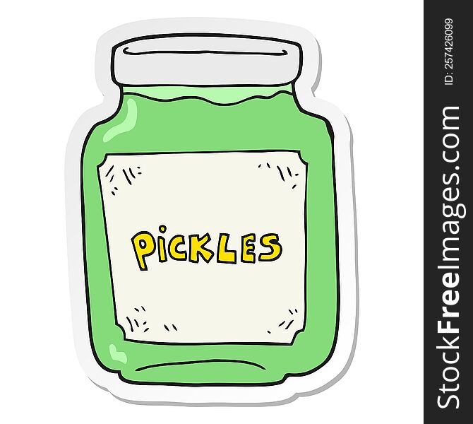 sticker of a cartoon pickle jar