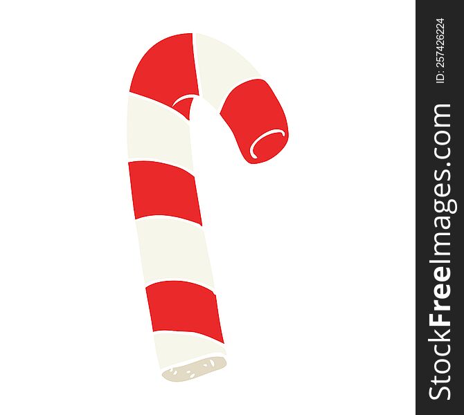 Flat Color Illustration Of A Cartoon Candy Cane